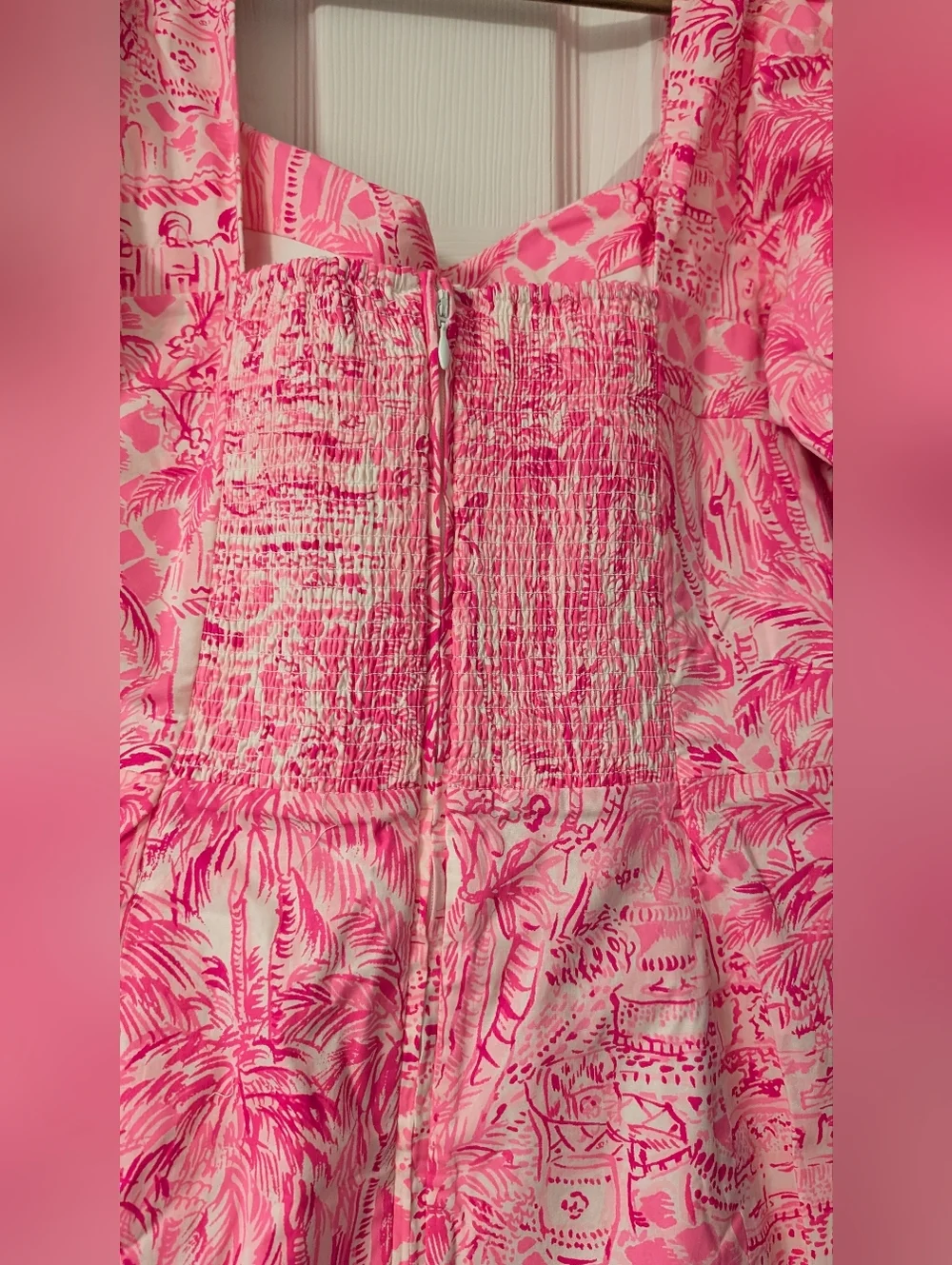 Lilly Pulitzer Merian Dress Pink Blossom Palm Beach Paradise Size 16 - Picture 4 of 14